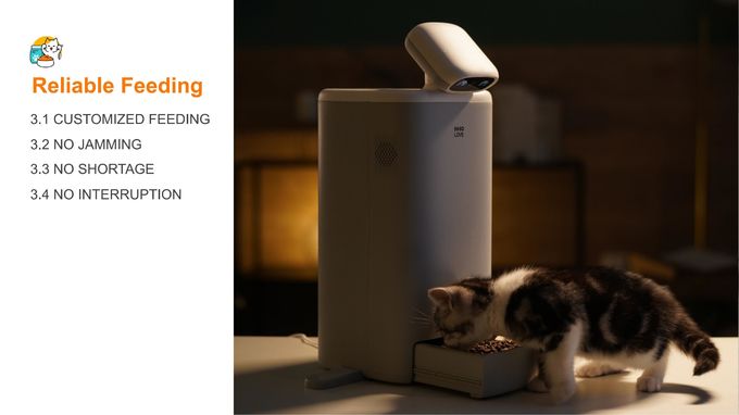 Robô inteligente de companhia para animais de estimação com alimentador de 2,5 L e câmera com zoom digital de 4X 3