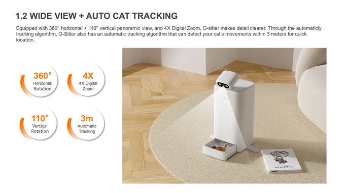 Robô esperto do companheiro do animal de estimação do seguimento automático uma rotação vertical de 110 graus 0
